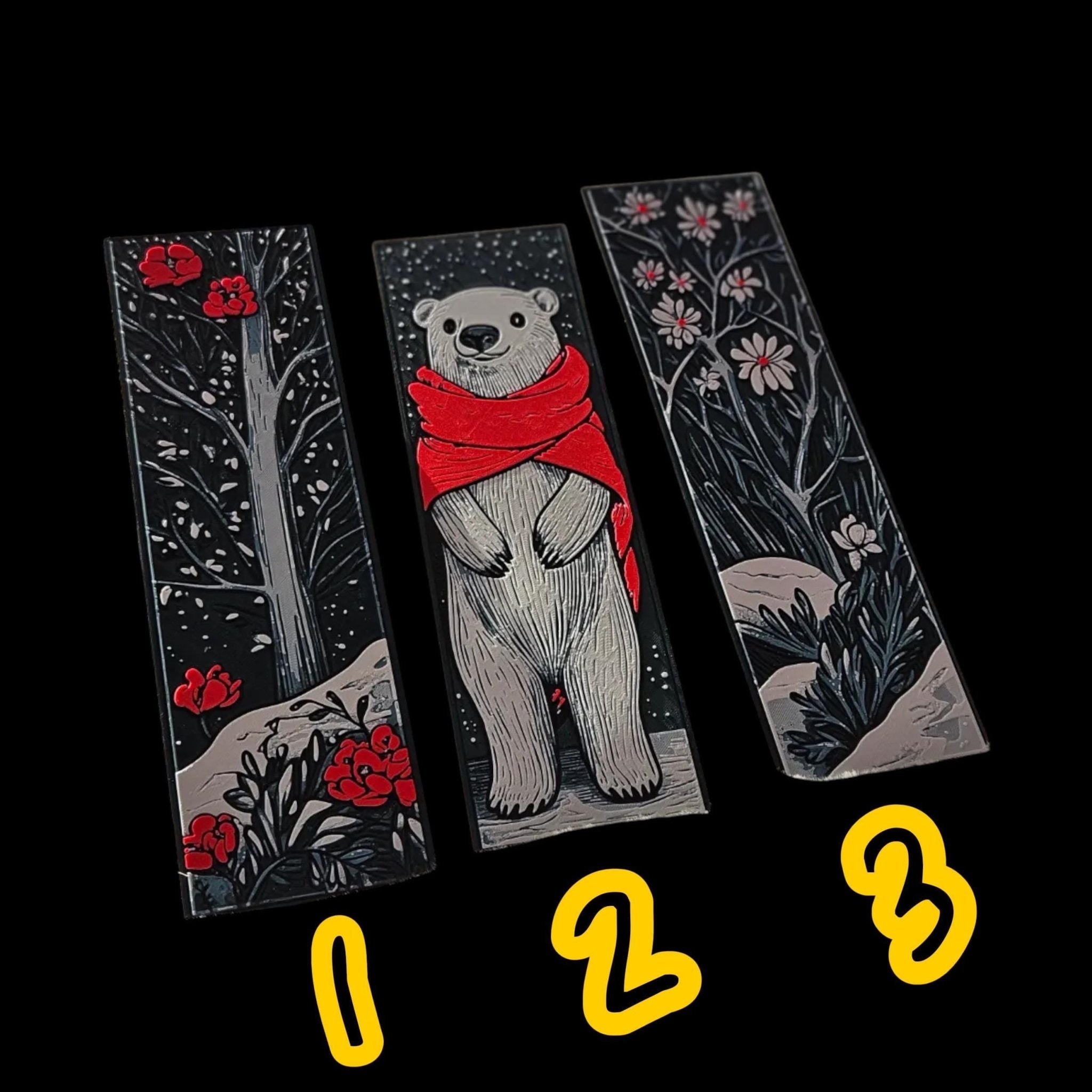 Winter Bookmark Set with Polar Bear Design, Eco-Friendly 3D Printed Page Markers - JM Designs