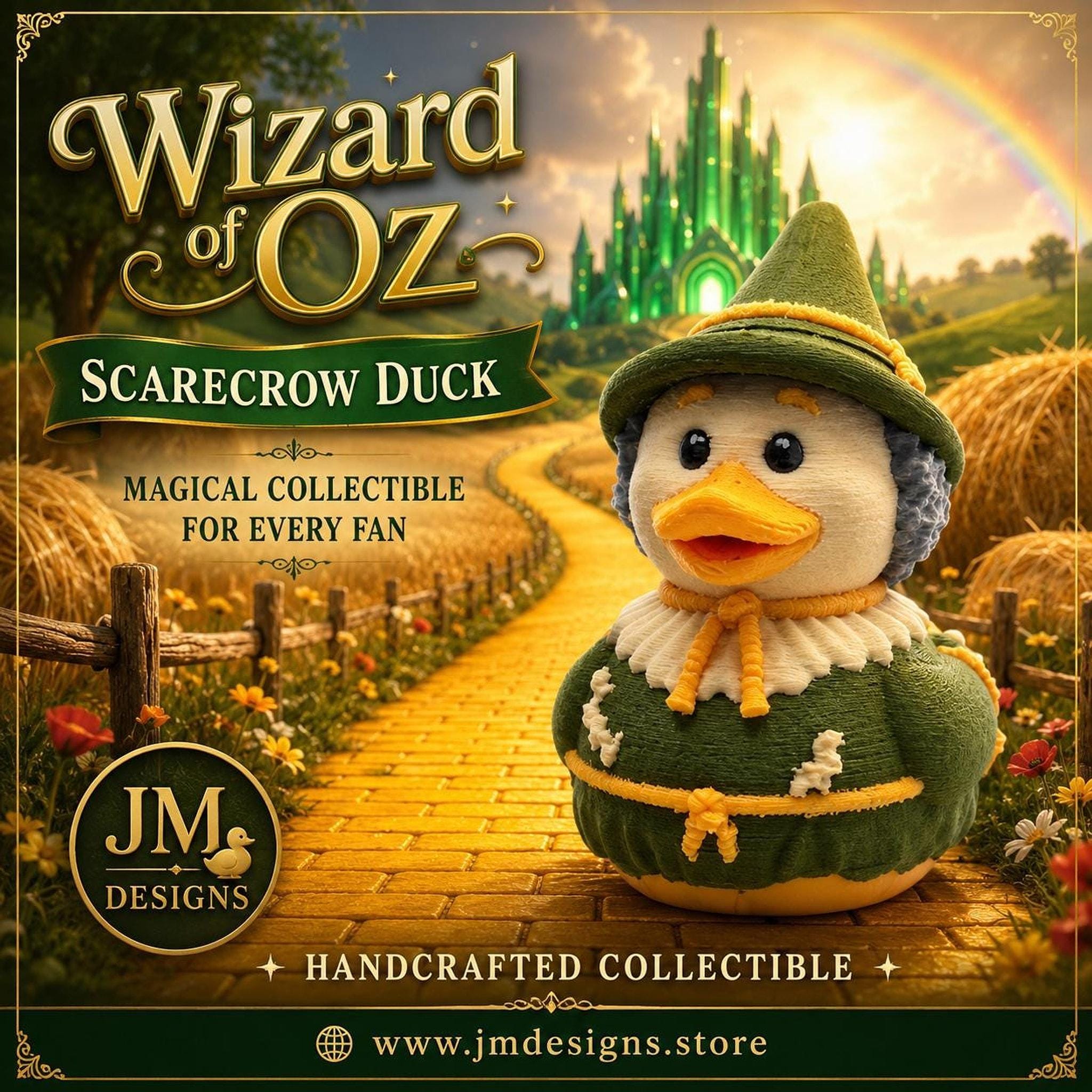 Wizard Oz Duck Scarecrow Bath Toy, 3D Printed Figure for Collectors - JM Designs